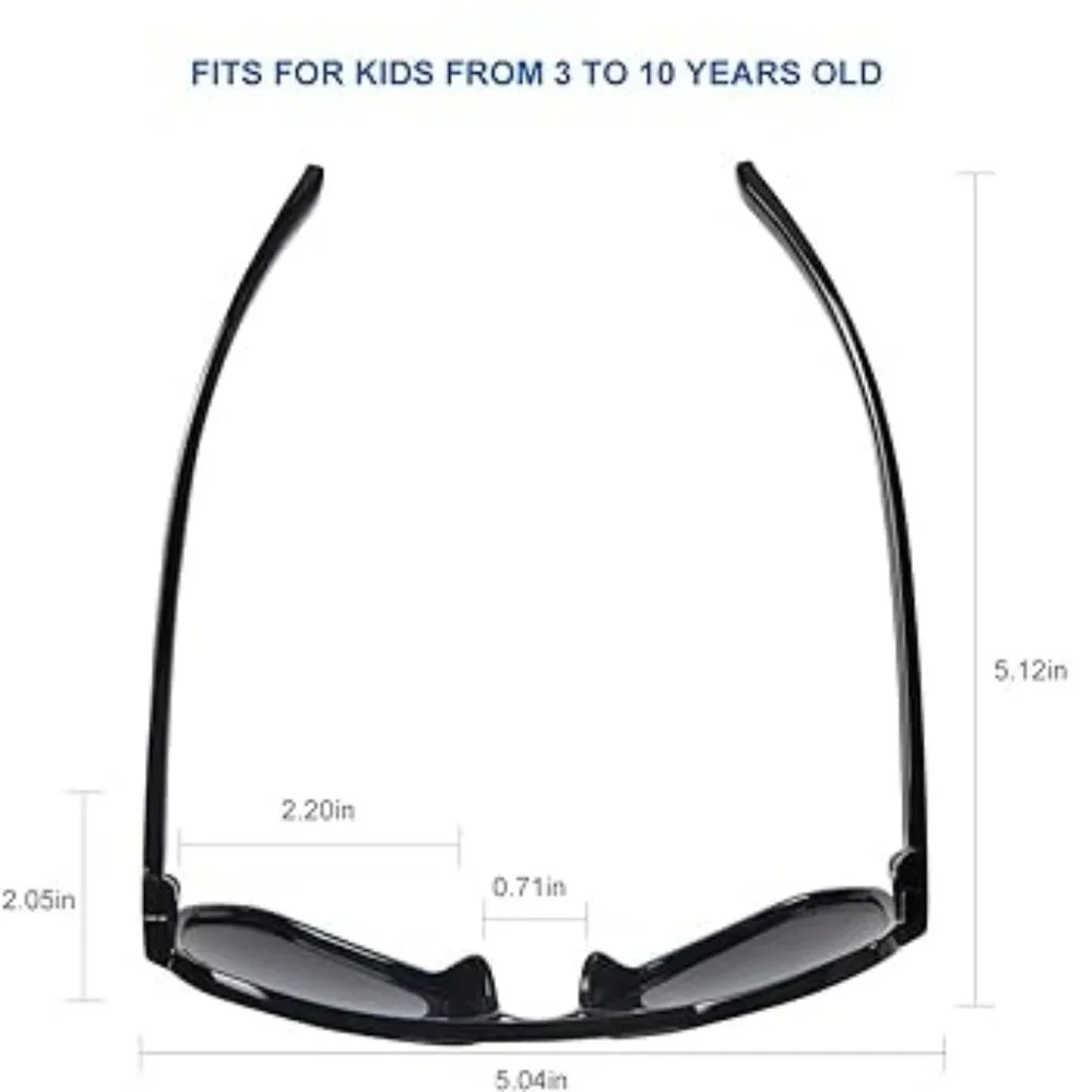 Kids Mirrored Polarized Sunglasses, Silicone UV Protection, Black Blue